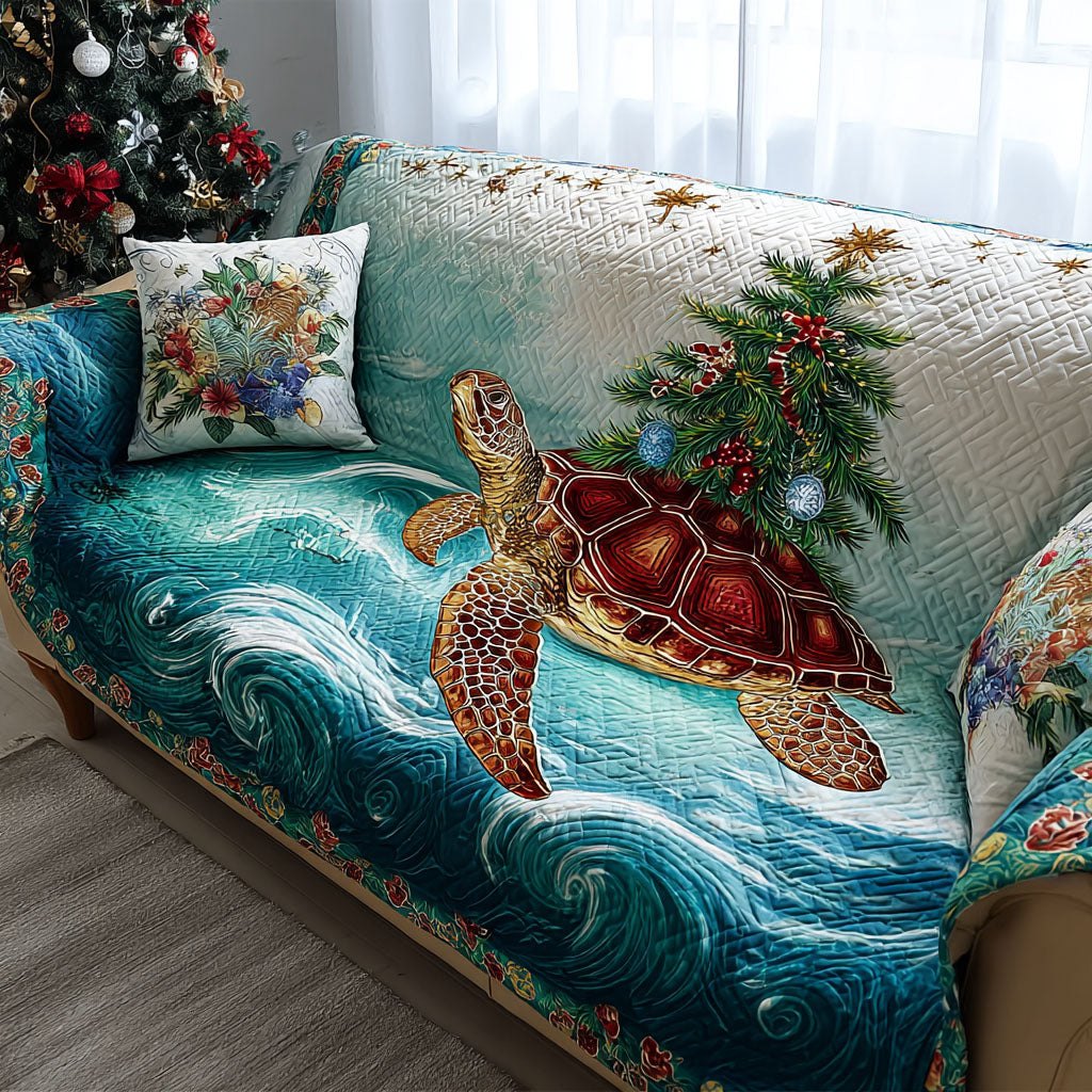 Coastal Christmas Turtle Sofa Cover