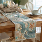 Shells on Pale Blue Sand Table Runner