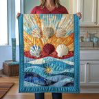 Shells Under a Golden Sunburst Table Runner