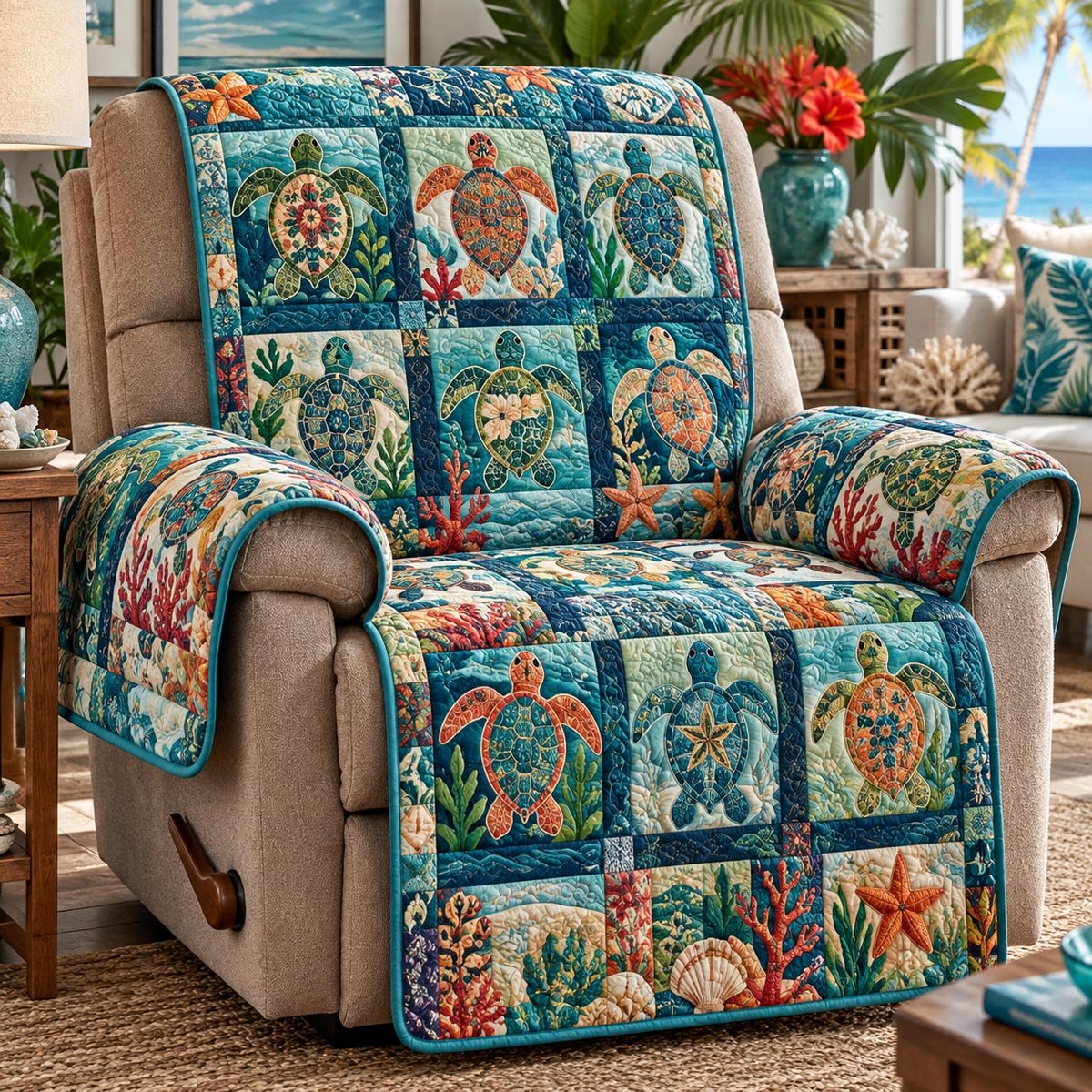 Coastal Turtle Memories Sofa Cover