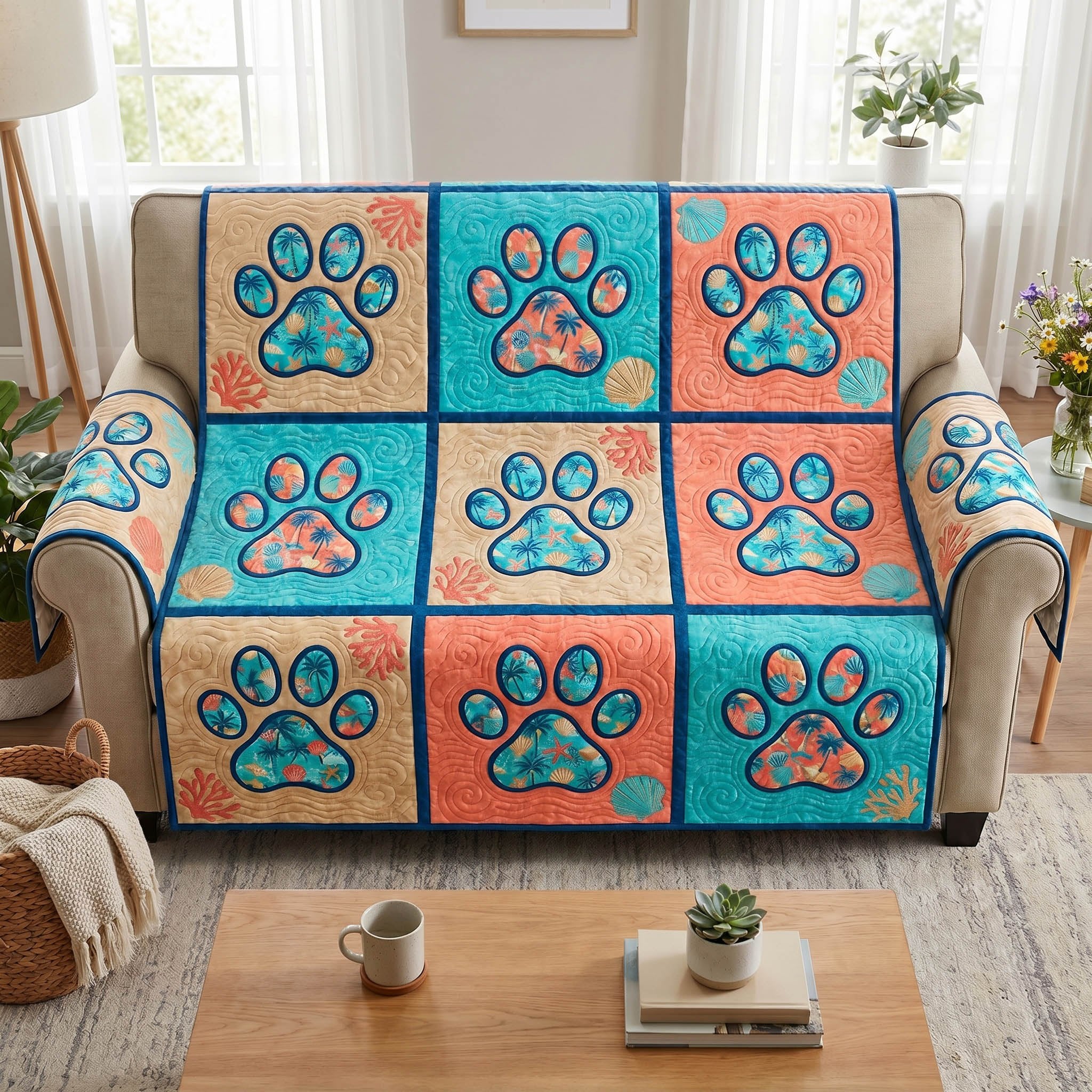 Coastal Whiskers Sofa Cover