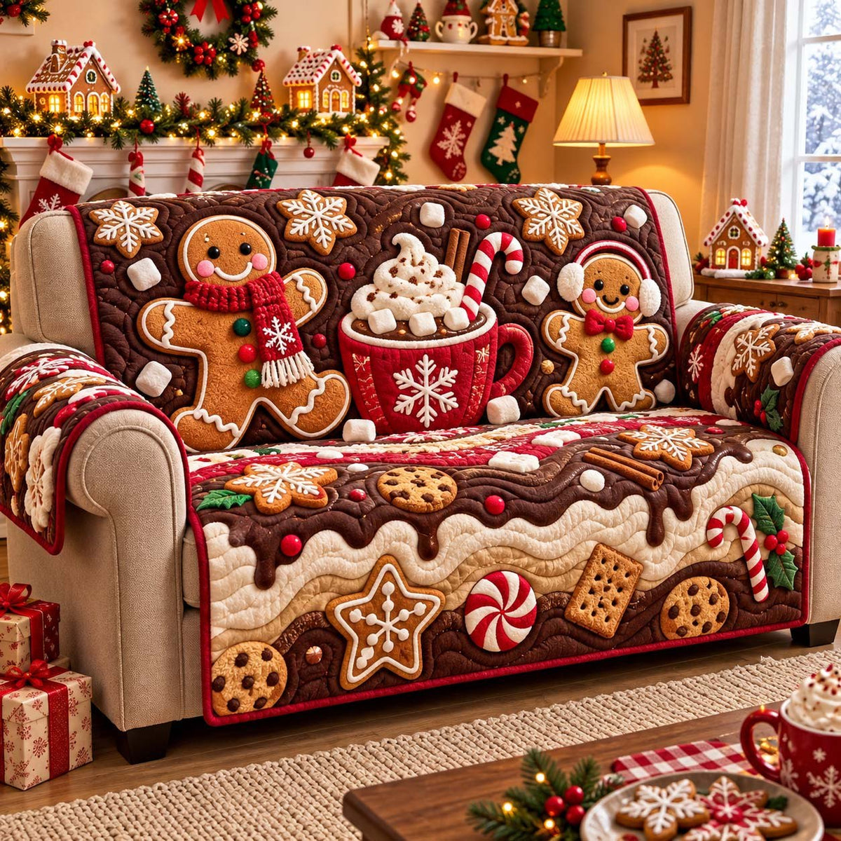 Cocoa Cookie Christmas Sofa Cover