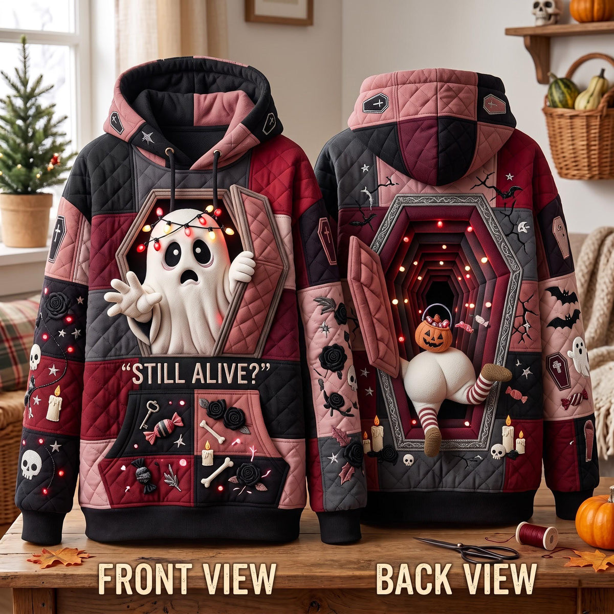Coffin Ghost hoodie, all-over print