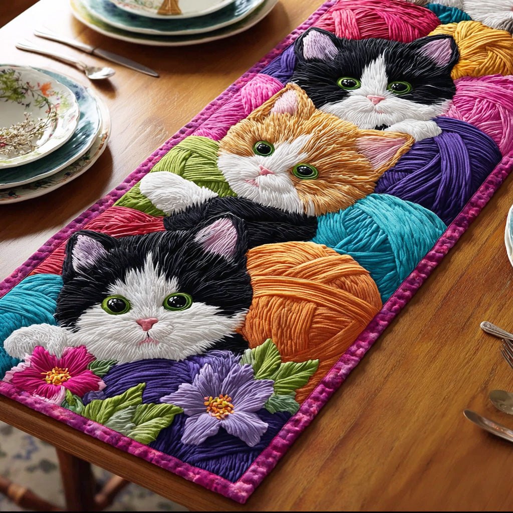 Color Splash Meow Table Runner