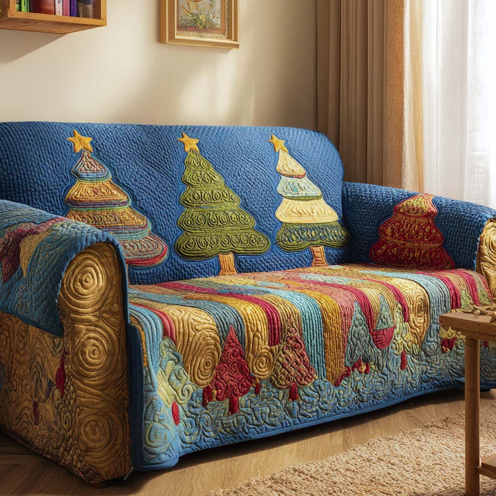 Colorburst Christmas Trees Sofa Cover