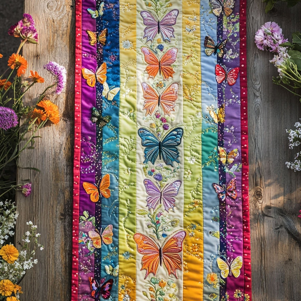 Colorful Butterflies Table Runner