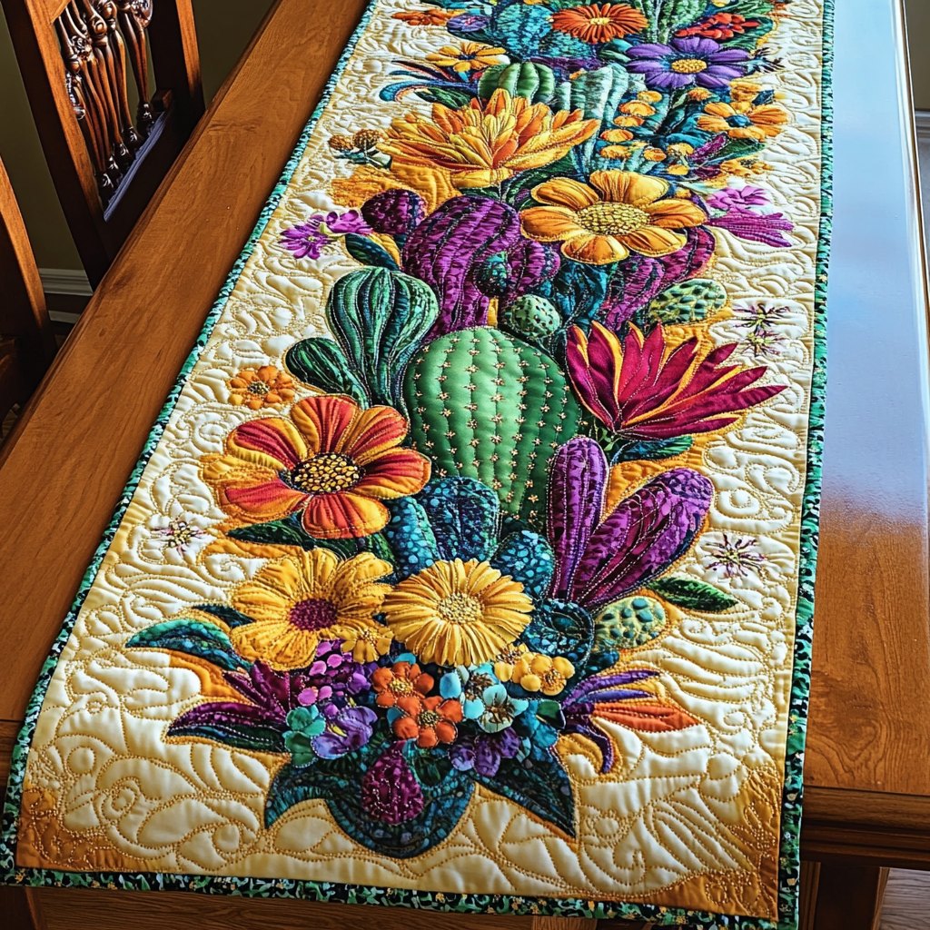 Colorful Cactus Table Runner