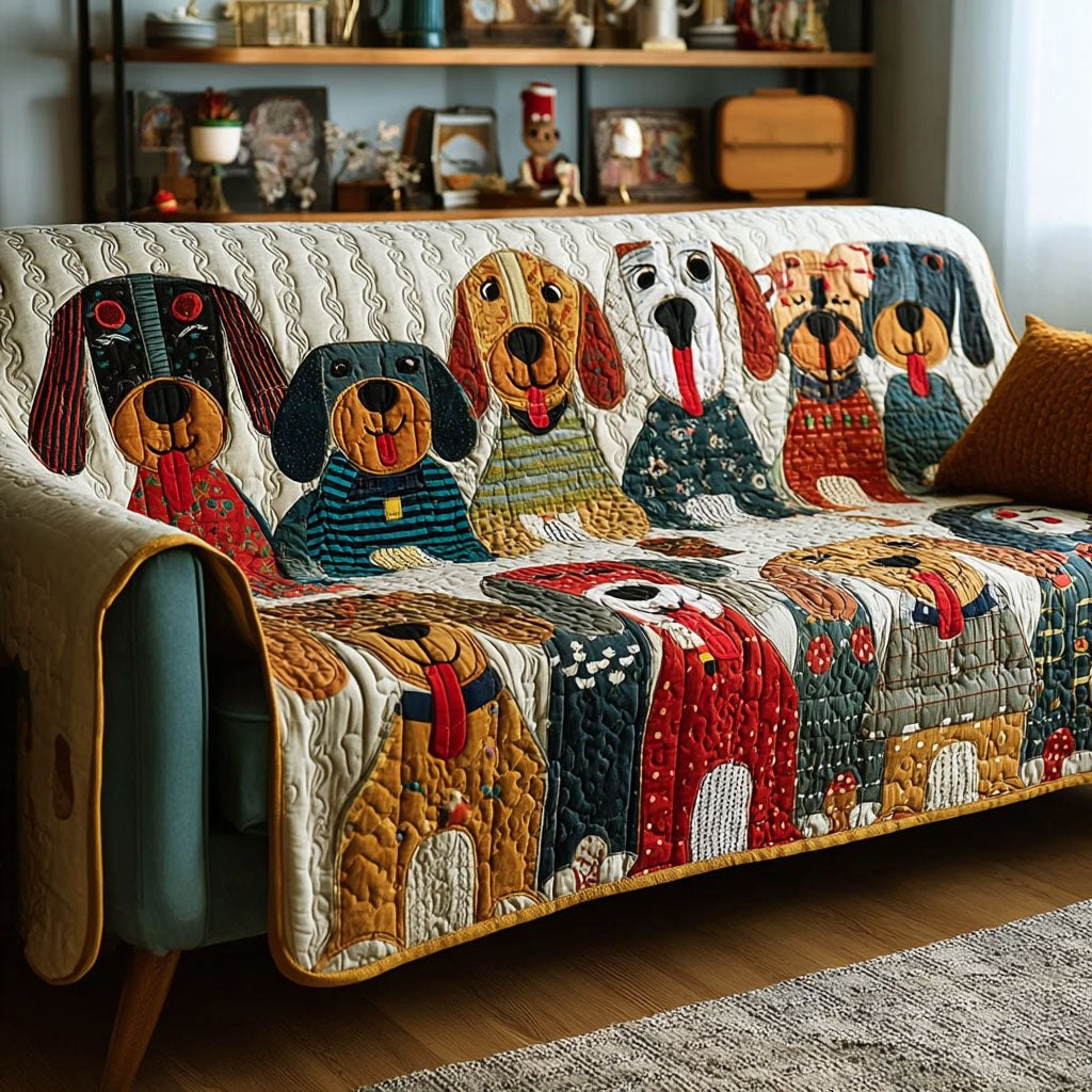 Colorful Canines Sofa Cover