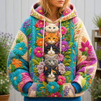 Colorful Cat Garden hoodie, all-over print