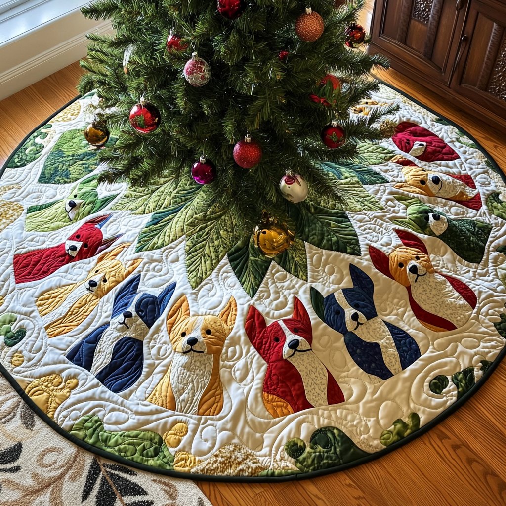 Colorful Corgi Chritstmas Christmas Tree Skirt