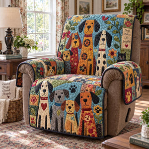 Colorful Dog Parade Sofa Cover - Made to Order