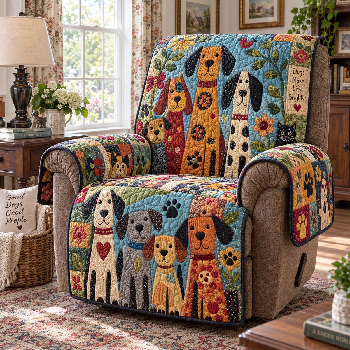 Colorful Dog Parade Sofa Cover