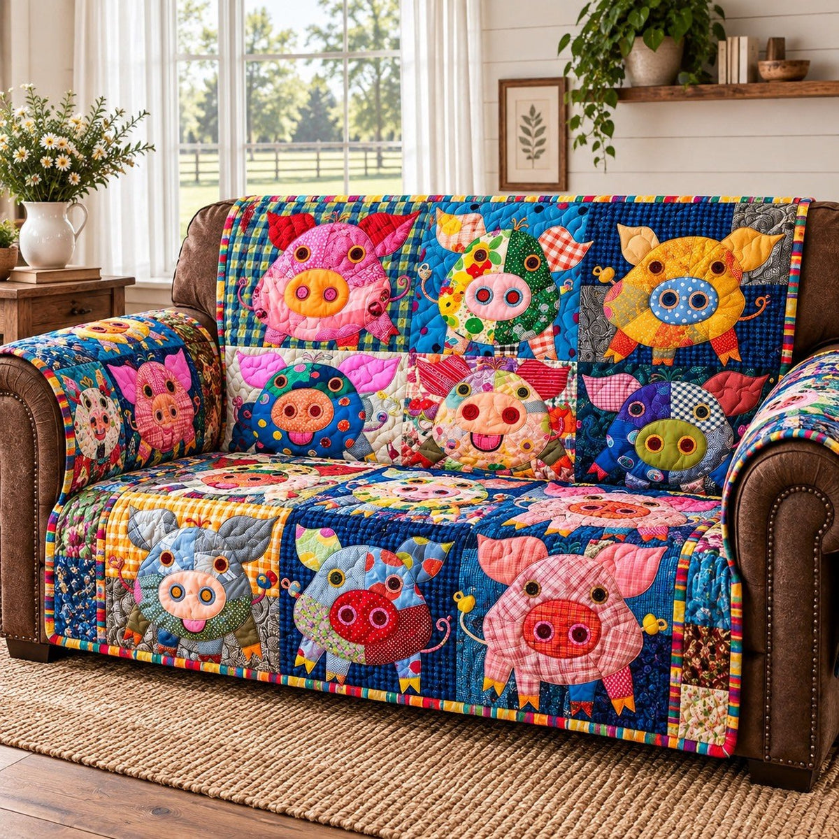 Colorful Farmyard Fun Sofa Cover