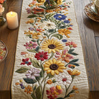 Sunflowers and Cosmos on Cream Table Runner