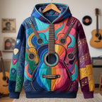 Colorful Guitar hoodie, all-over print
