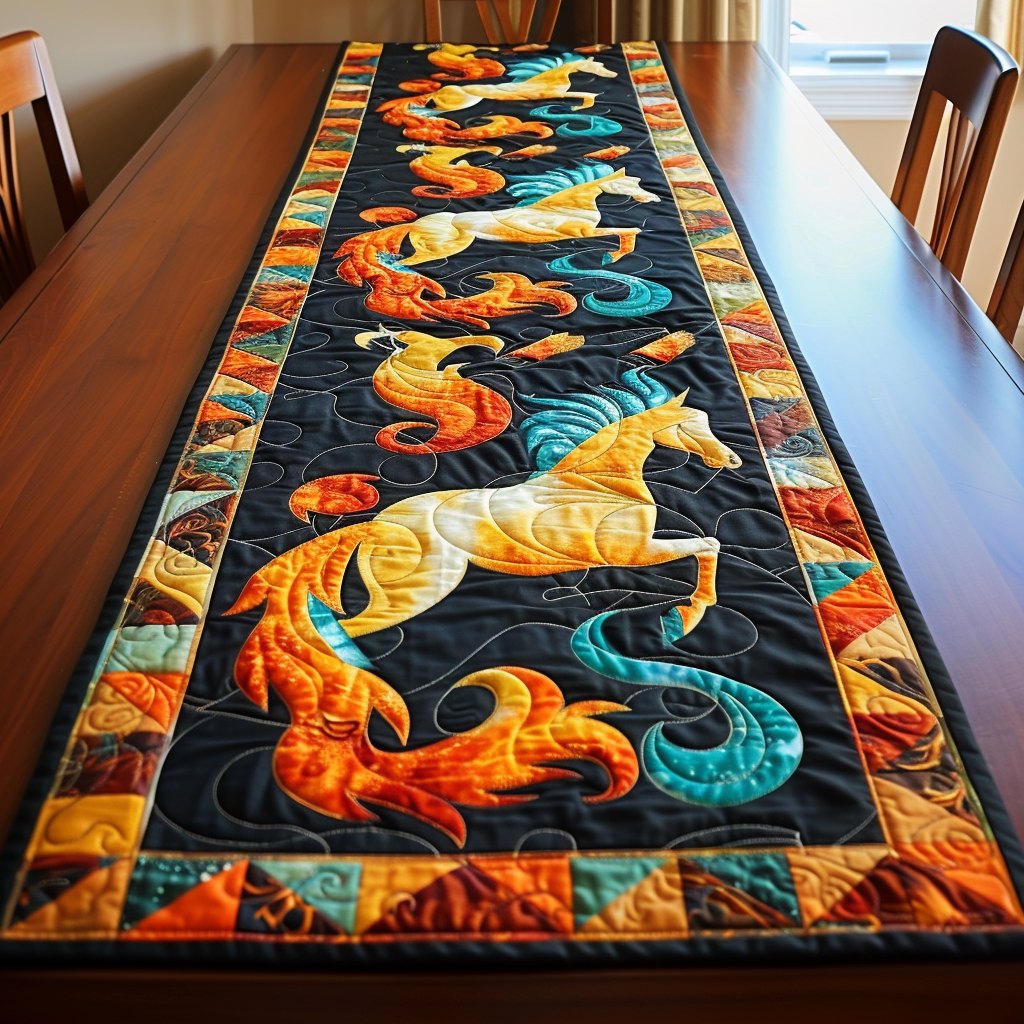 Colorful Horse Table Runner