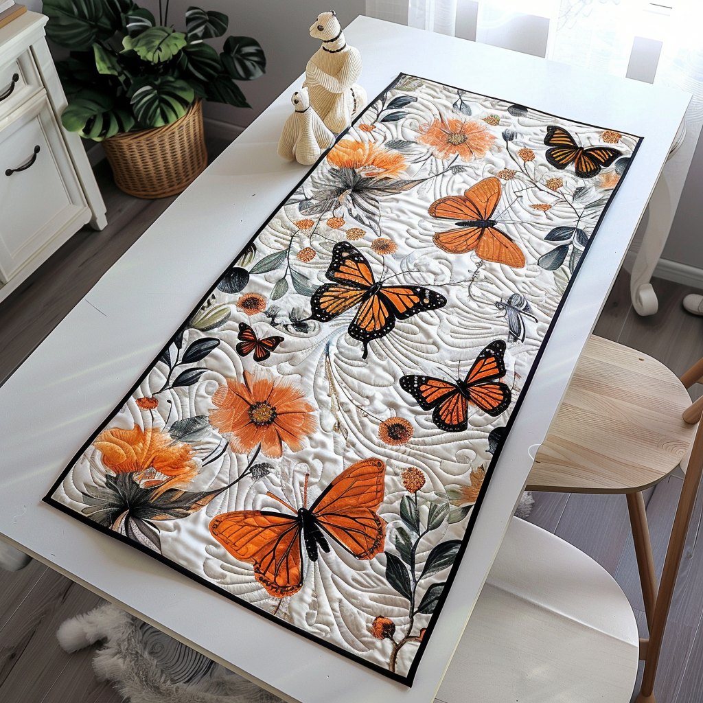 Colorful Monarch Butterflies Table Runner