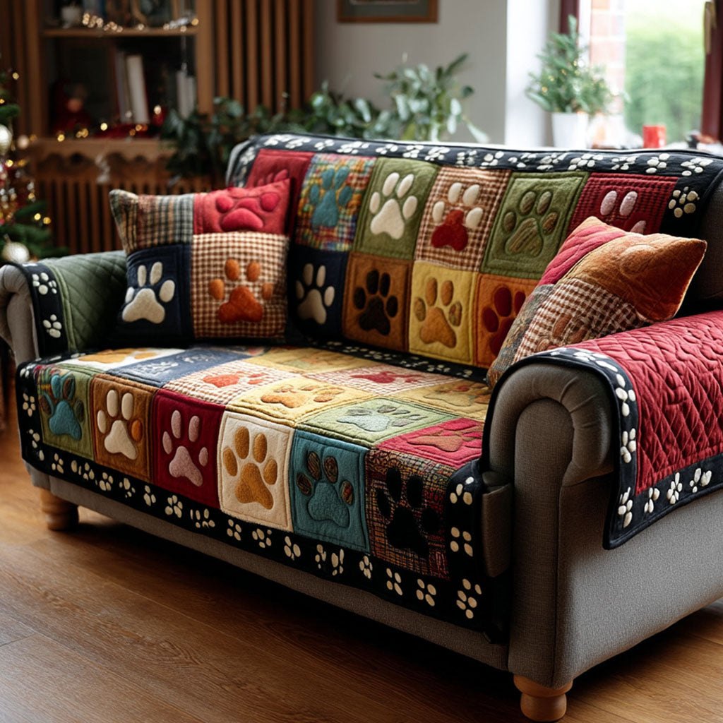 Colorful Paw Patchwork V2 Sofa Cover
