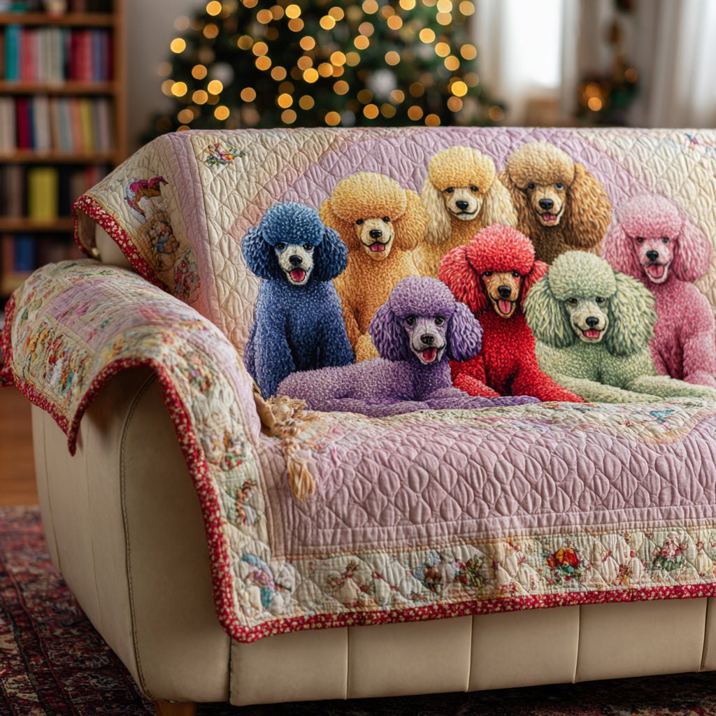 Colorful Poodle Family Sofa Cover