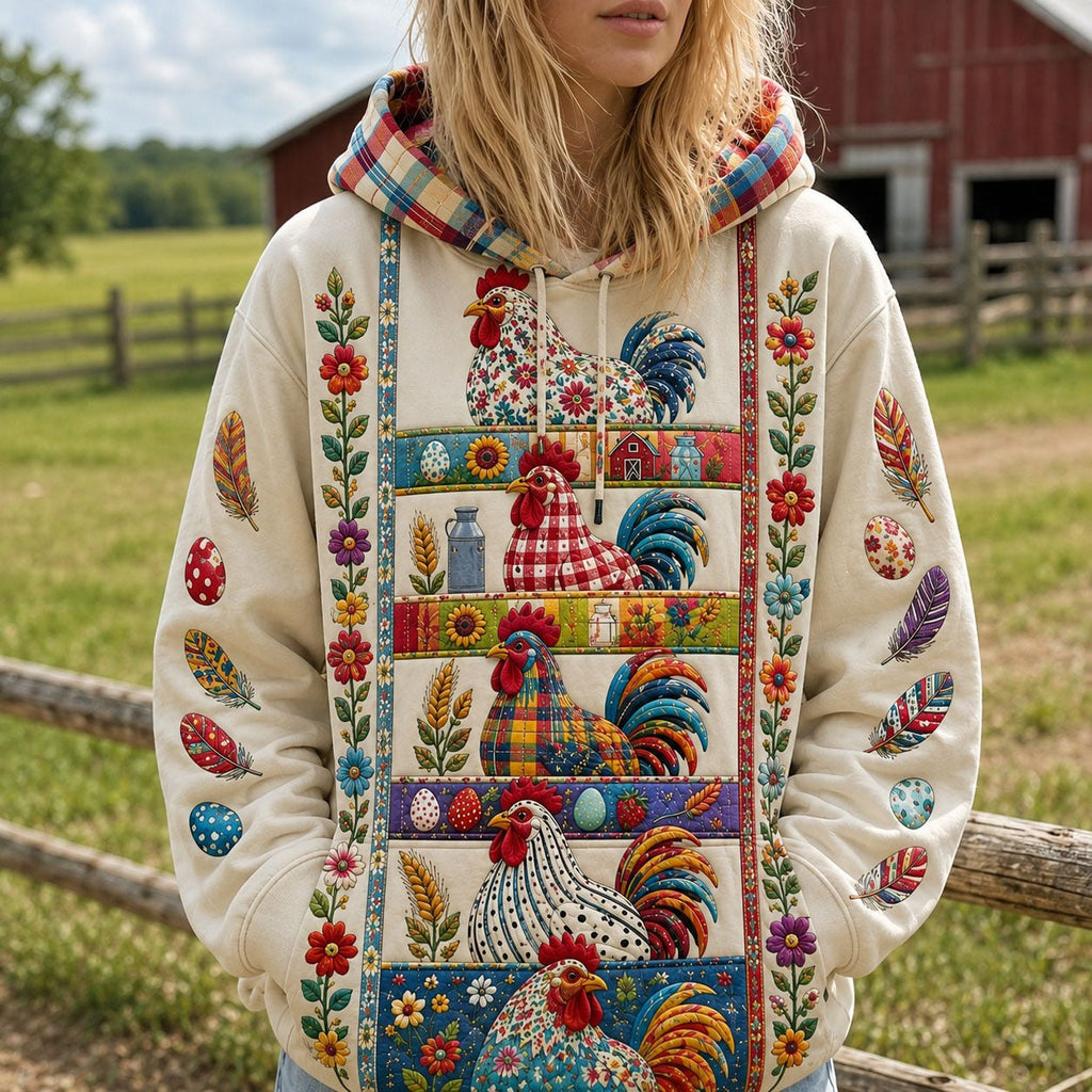 Colorful Rooster Collection hoodie, all-over print