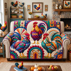 Colorful Rooster Trio Sofa Cover