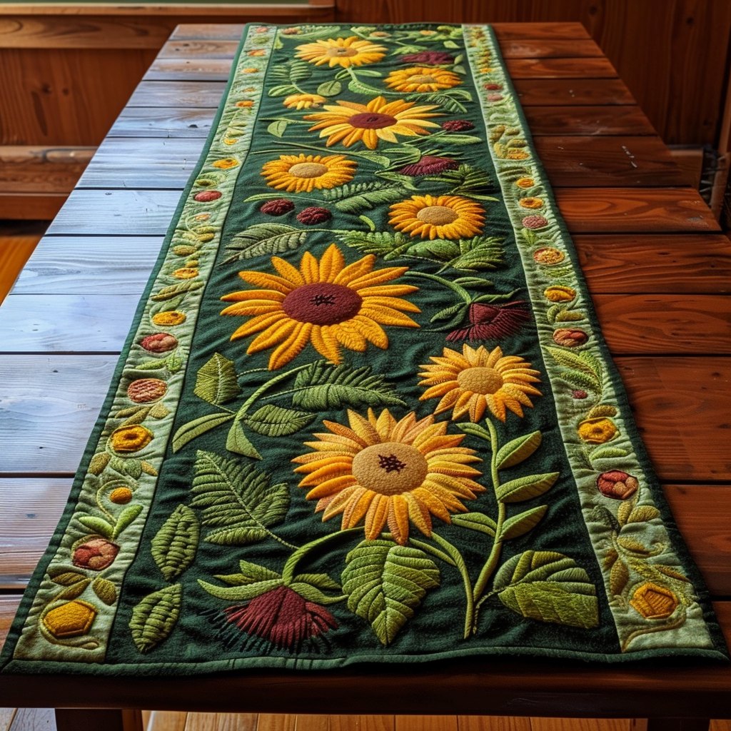 Sunflowers on Green Vines Table Runner