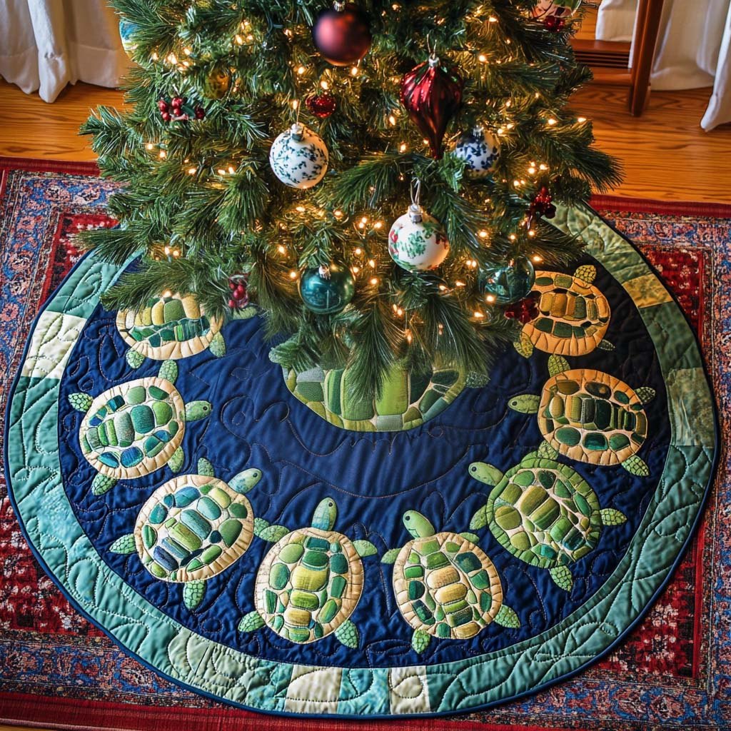 Colorful Turtles Christmas Tree Skirt