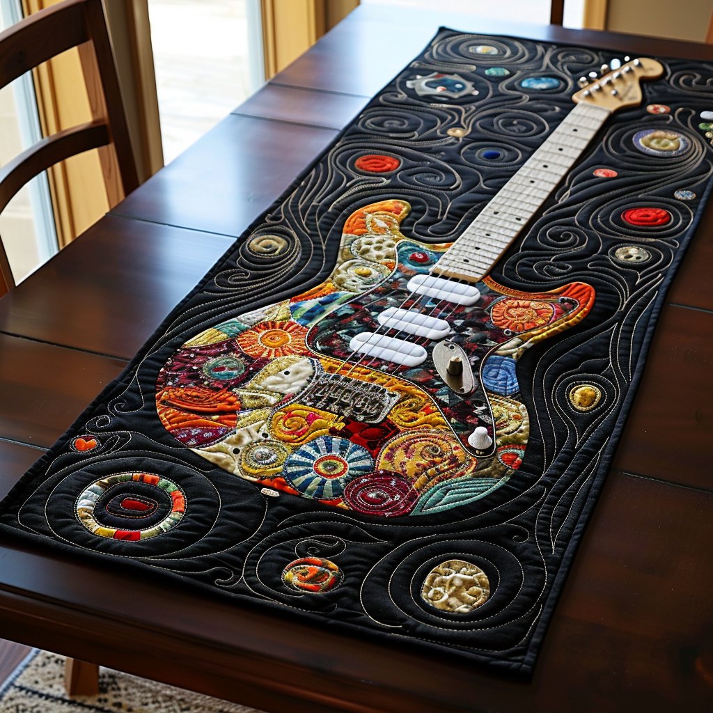 Guitar Melody Patchwork Table Runner