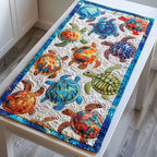 Colorful Coastal Turtle Table Runner