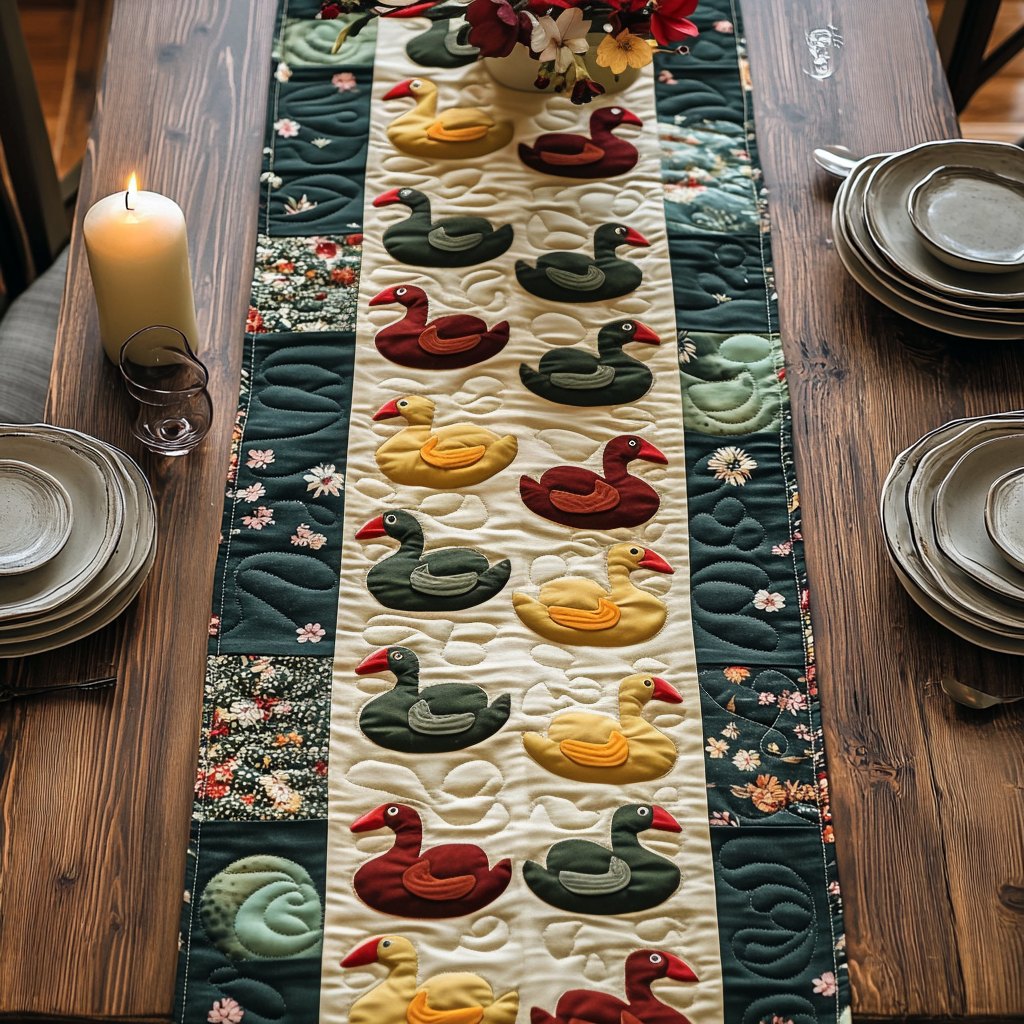 Colorful Duck Lake Table Runner