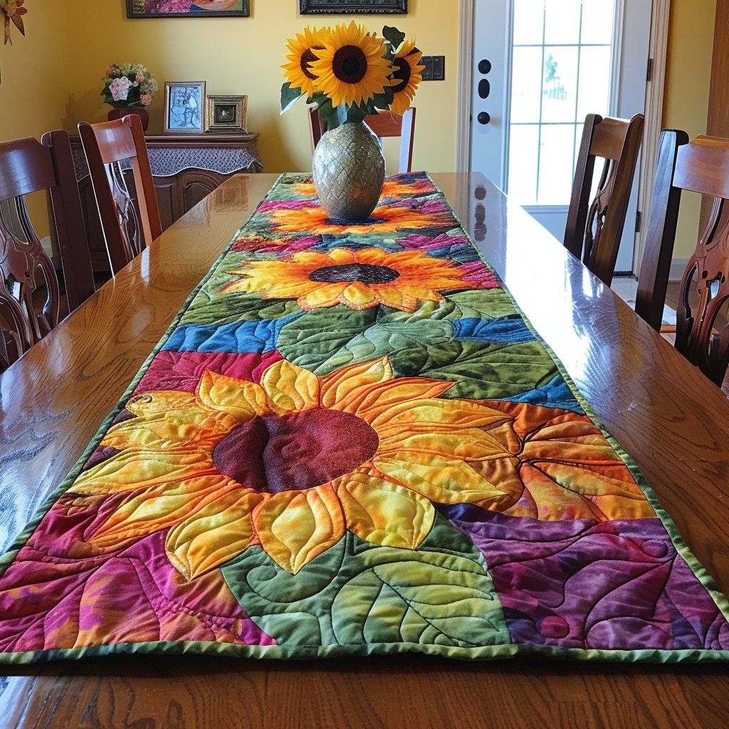 Colorful Sunflowers Garden Table Runner