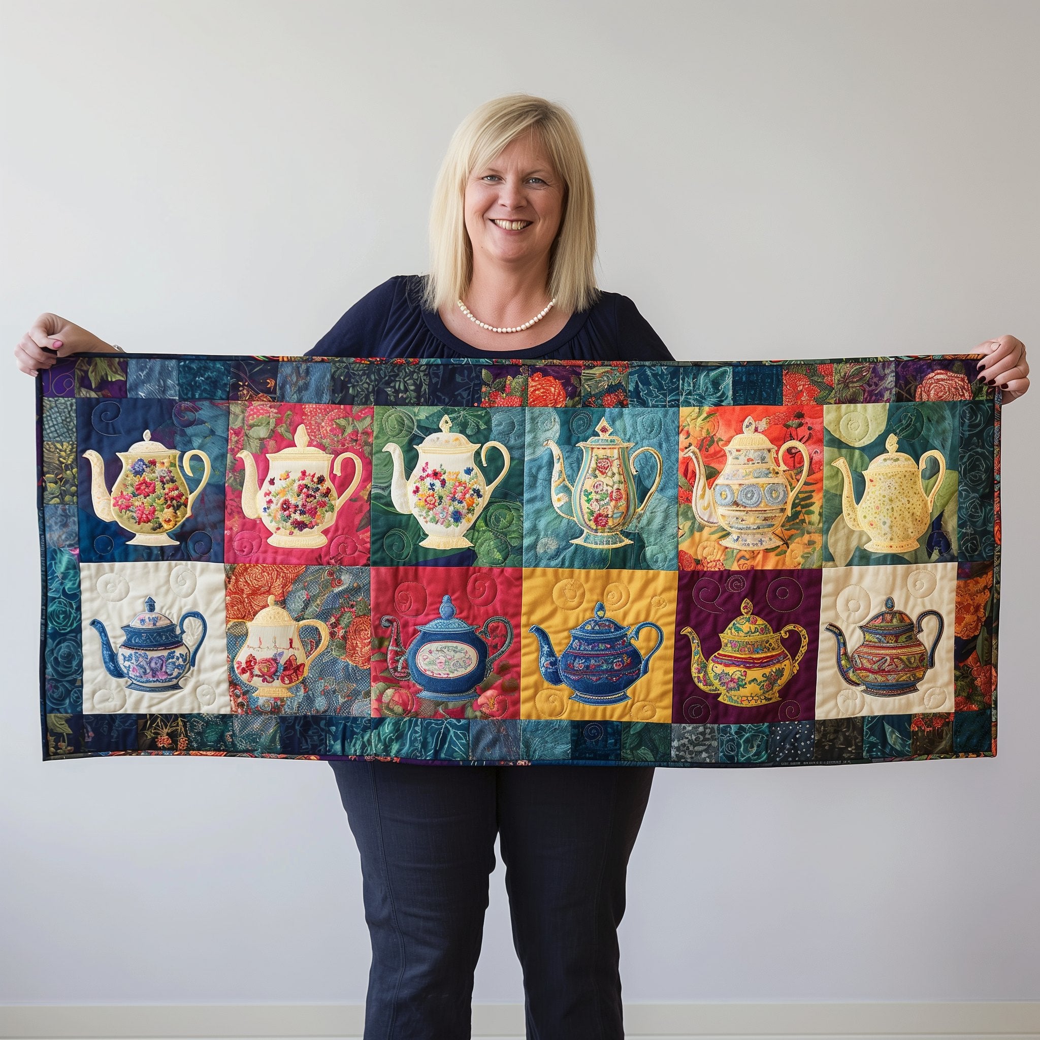 Teapot Blocks in Patchwork Table Runner
