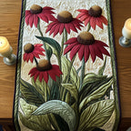 Red and Pink Coneflowers on Cream Table Runner