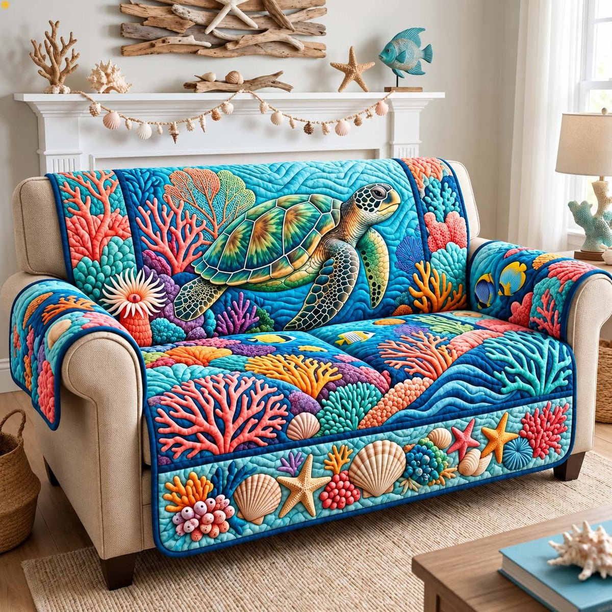 Coral Reef Turtle Sofa Cover