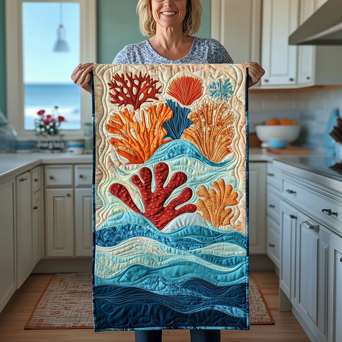 Coral Tide Table Runner