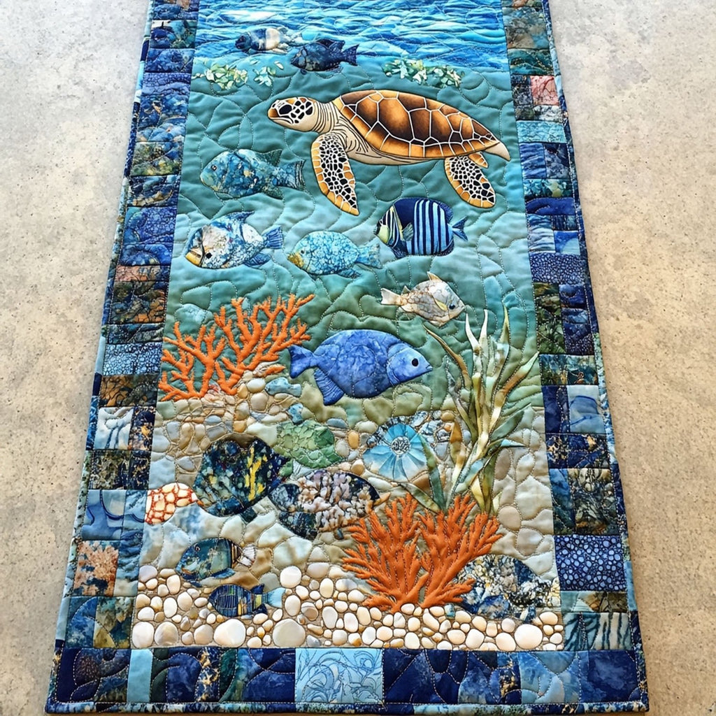 Coral Turtle Table Runner