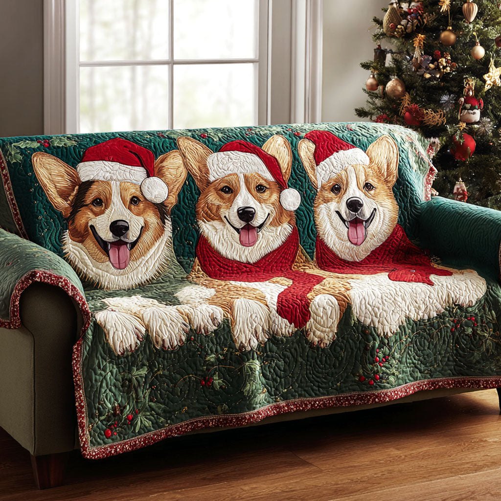 Corgi Christmas Cheer Sofa Cover