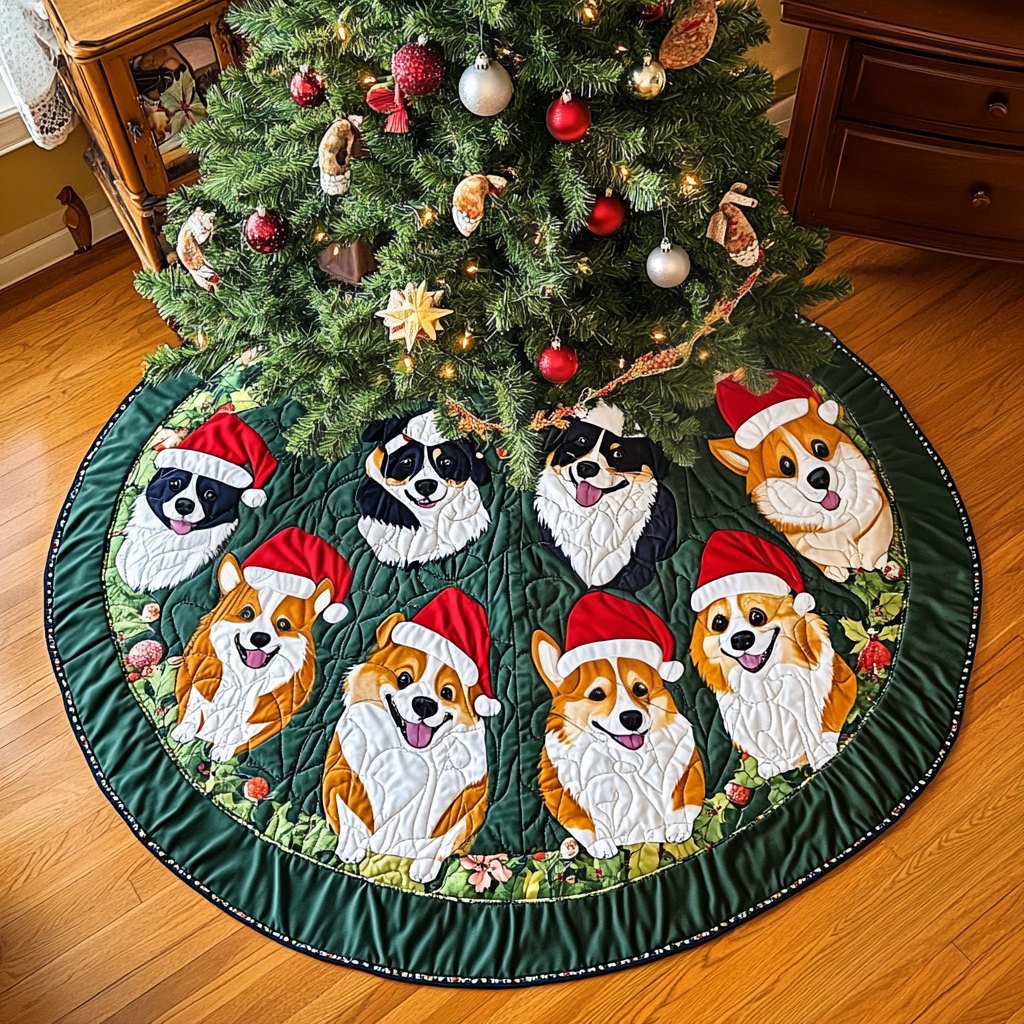 Corgi Joyful Christmas Tree Skirt