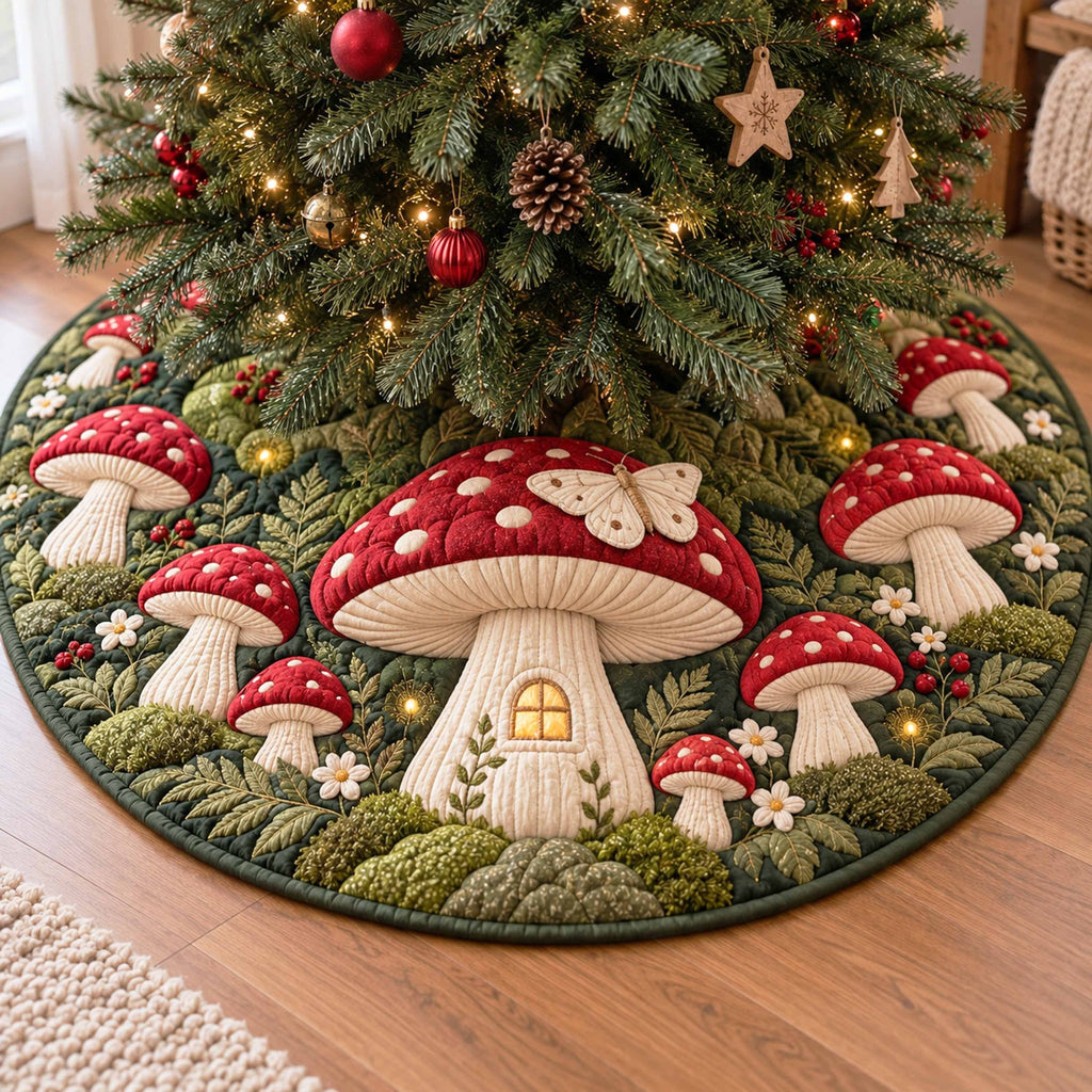 Cottage Fungi Christmas Tree Skirt