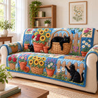 Cottage Garden Cats Sofa Cover