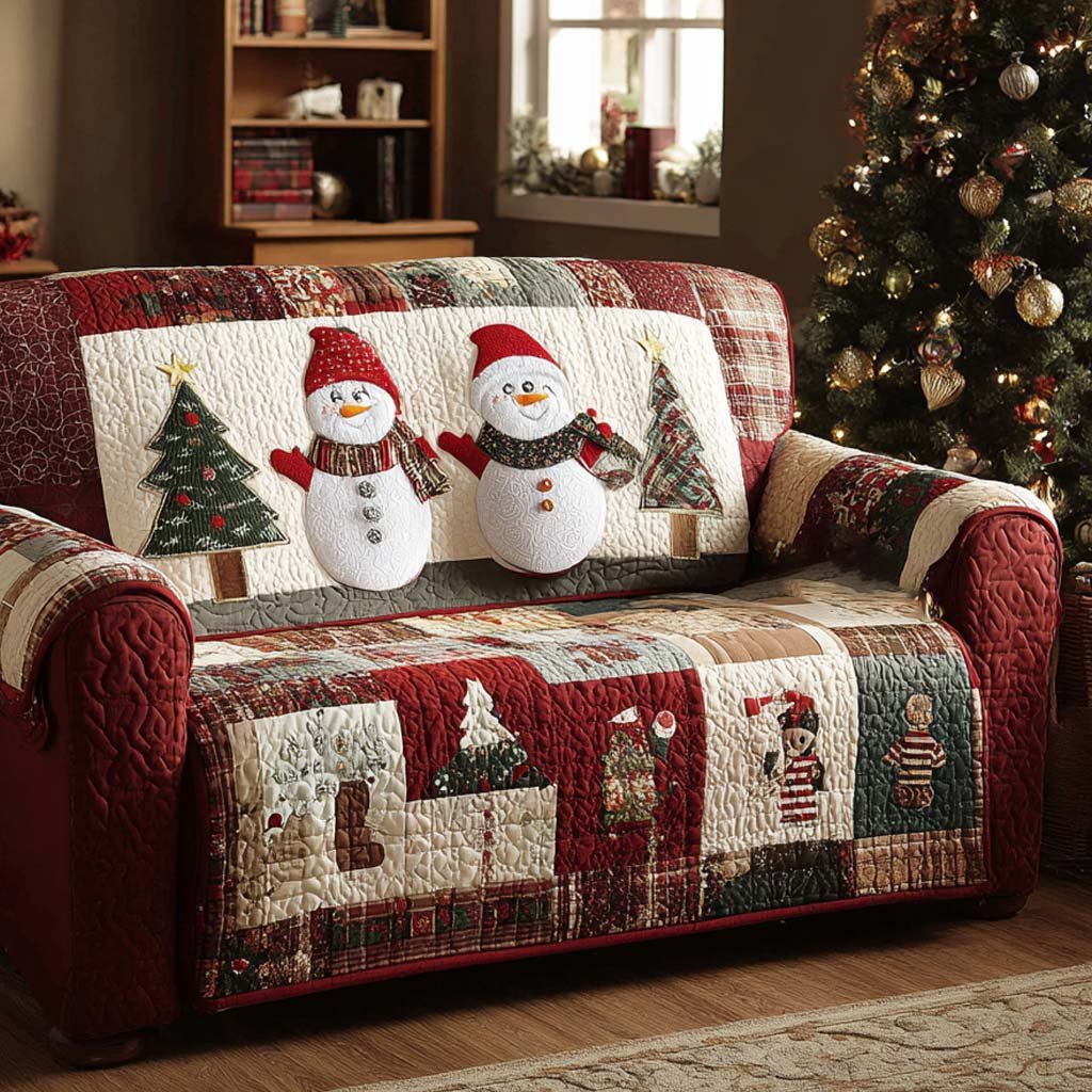Cottage Snowmen Sofa Cover