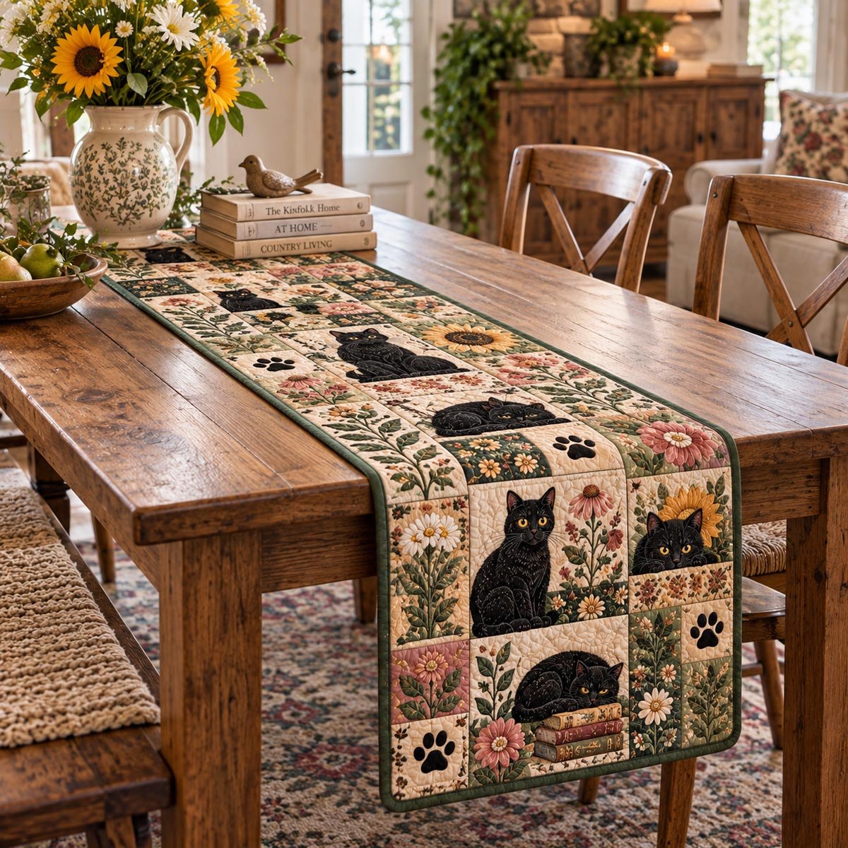 Country Black Cat Table Runner