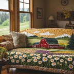 Red Barn Beyond the Daisy Field Sofa Cover