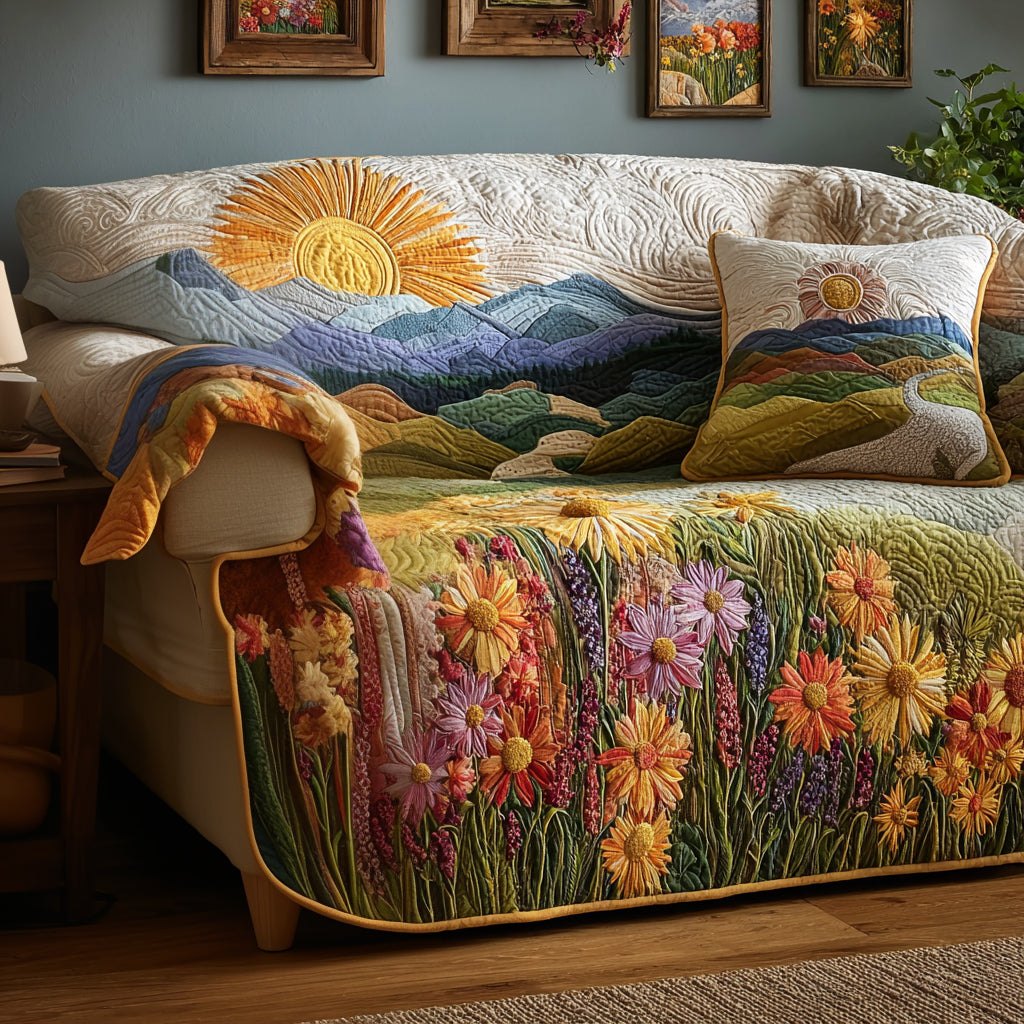 Meadow Flowers Below Rolling Hills Sofa Cover