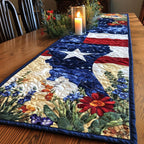 Blue Star with Garden Flowers Table Runner