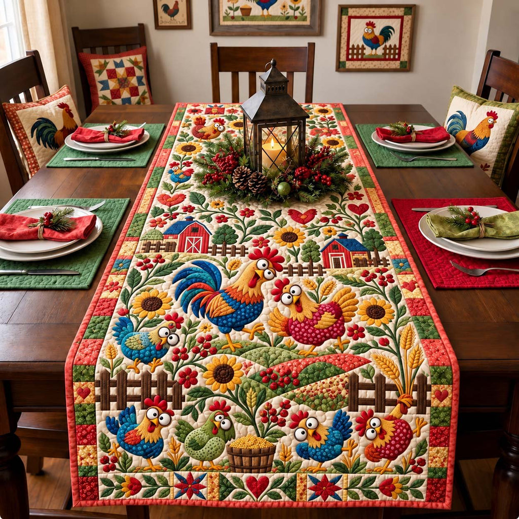 Country Chicken Meadow Table Runner
