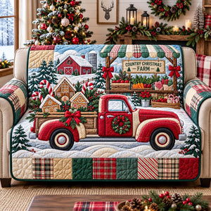 Country Christmas Market Sofa Cover - Made to Order
