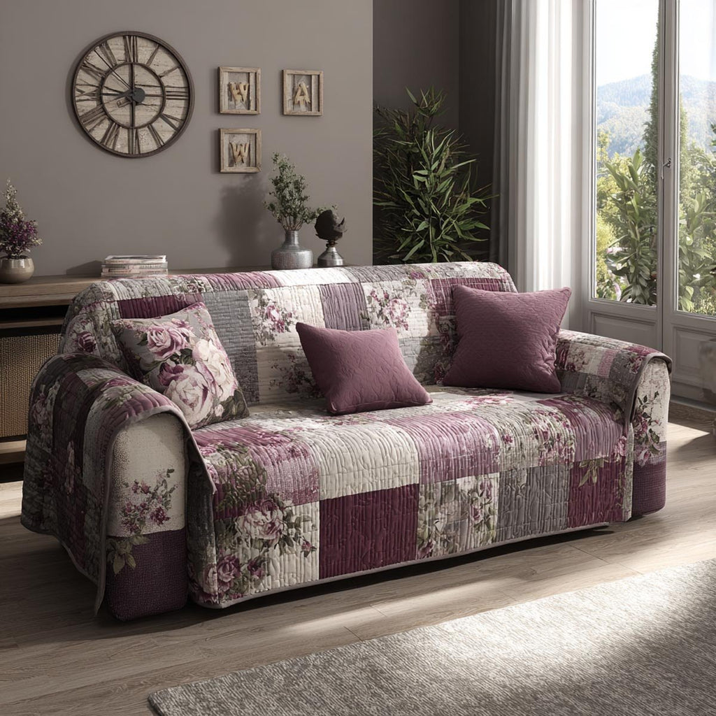 Plum Floral Patchwork in Mauve Sofa Cover