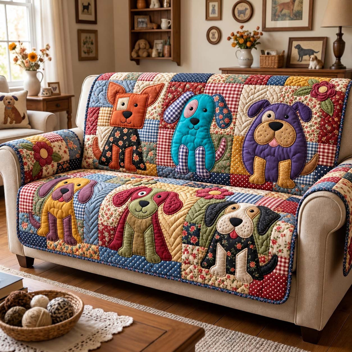 Country Pup Patchwork Sofa Cover