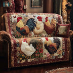 Country Rooster Parade Sofa Cover